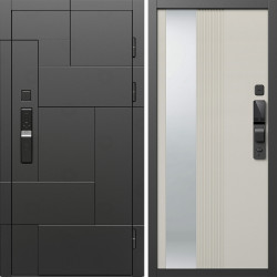 Входная дверь Termo-Door Смарт Тетрис Блэк - Зеркало Люмис Соновая Кость