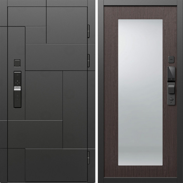 Входная дверь Termo-Door Смарт Тетрис Блэк - Зеркало Триумф венге