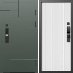 Входная дверь Termo-Door Смарт Тетрис Грин - Флэт Белый софт