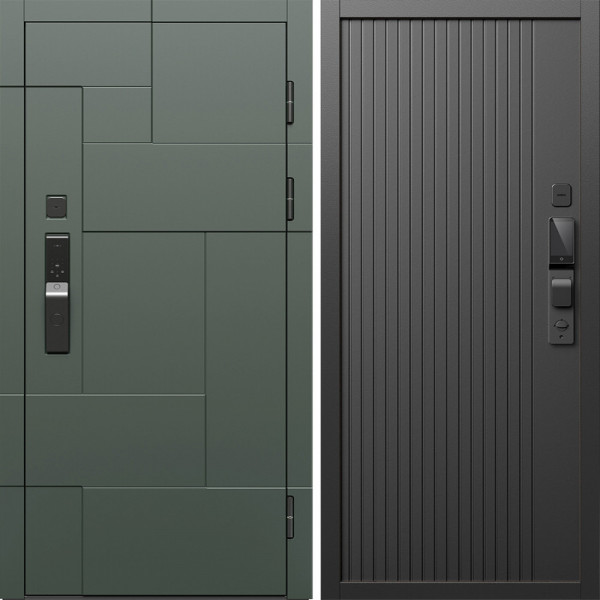 Входная дверь Termo-Door Смарт Тетрис Грин - Флэт Черный кварц