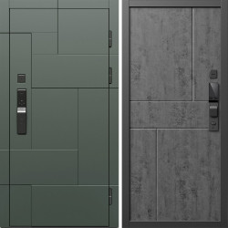 Входная дверь Termo-Door Смарт Тетрис Грин - Горизонт бетон темный