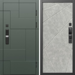 Входная дверь Termo-Door Смарт Тетрис Грин - Лучи бетон светлый