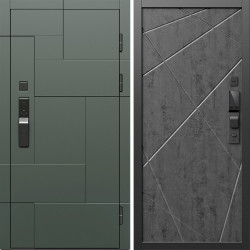 Входная дверь Termo-Door Смарт Тетрис Грин - Лучи бетон темный