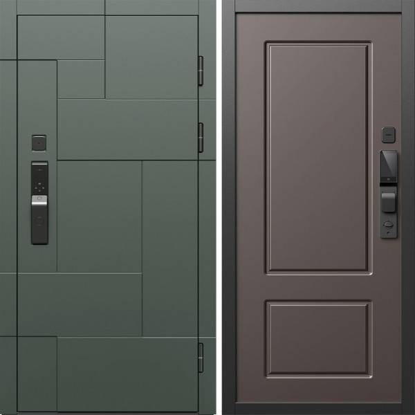 Входная дверь Termo-Door Смарт Тетрис Грин - Марсель Шоколад