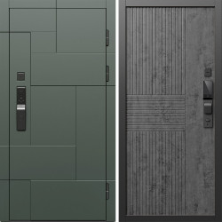 Входная дверь Termo-Door Смарт Тетрис Грин - Мастино Бетон темный