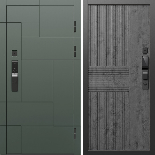 Входная дверь Termo-Door Смарт Тетрис Грин - Мастино Бетон темный