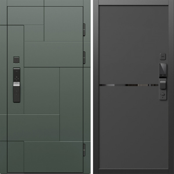 Входная дверь Termo-Door Смарт Тетрис Грин - Нео Black