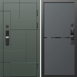 Входная дверь Termo-Door Смарт Тетрис Грин - Нео Графит