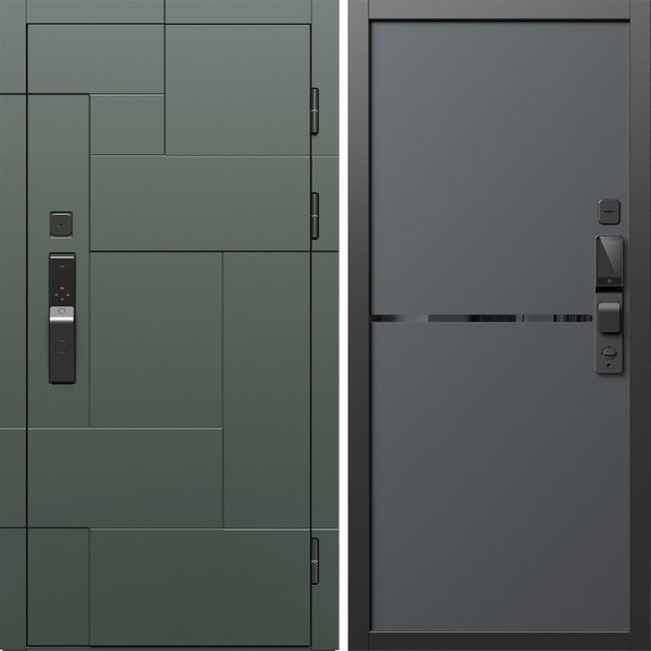 Входная дверь Termo-Door Смарт Тетрис Грин - Нео Графит