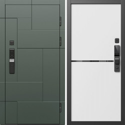 Входная дверь Termo-Door Смарт Тетрис Грин - Нео White
