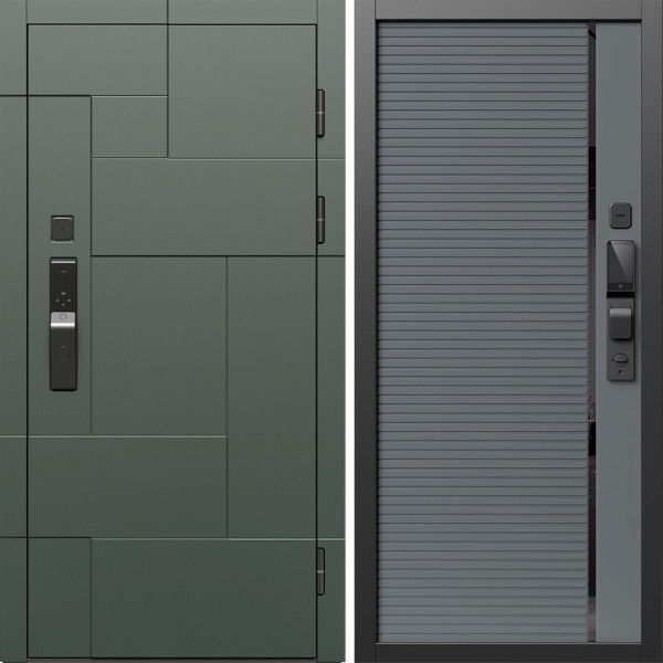 Входная дверь Termo-Door Смарт Тетрис Грин - Порте Grey софт