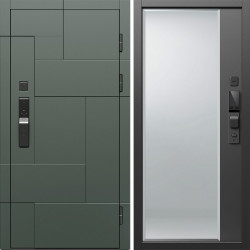 Входная дверь Termo-Door Смарт Тетрис Грин - Зеркало Фацет Черный кварц