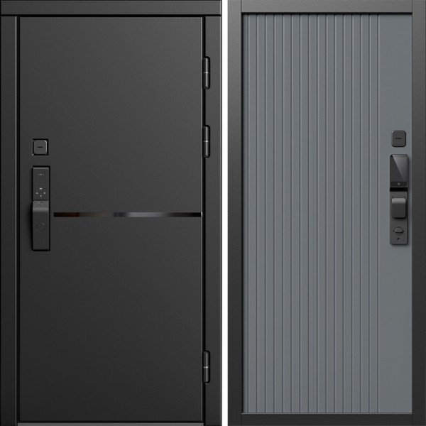 Входная дверь Termo-Door Смарт Тренд Блэк - Флэт Grey софт