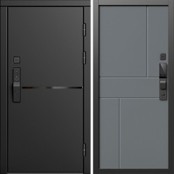 Входная дверь Termo-Door Смарт Тренд Блэк - Горизонт Grey софт