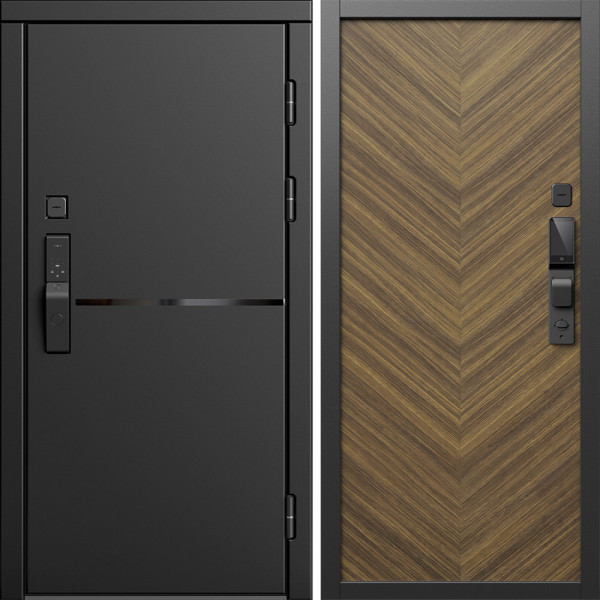 Входная дверь Termo-Door Смарт Тренд Блэк - Плаза Елочка Орех