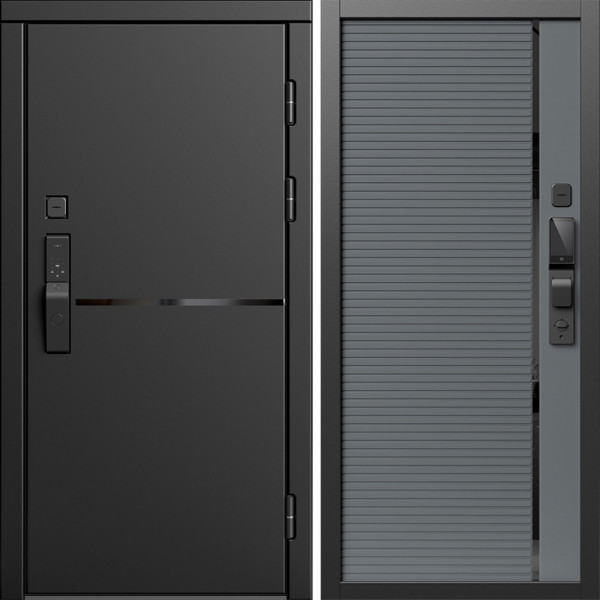 Входная дверь Termo-Door Смарт Тренд Блэк - Порте Grey софт