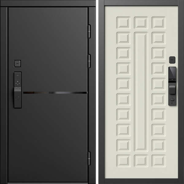 Входная дверь Termo-Door Смарт Тренд Блэк - Престиж бежевый матовый