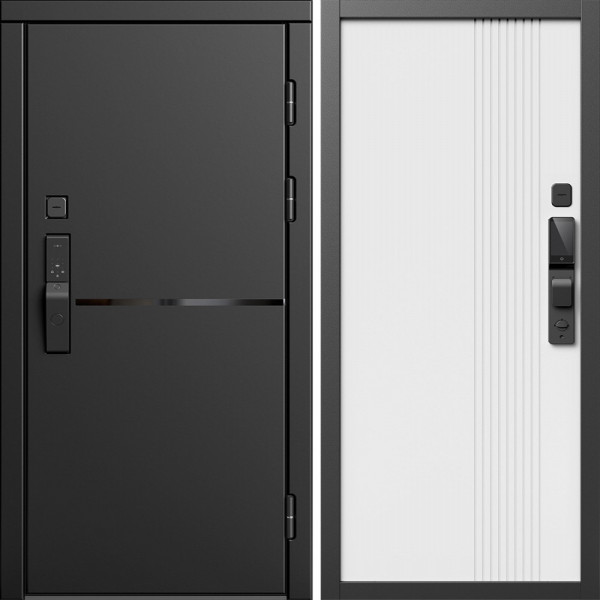 Входная дверь Termo-Door Смарт Тренд Блэк - Страйп Белый Софт