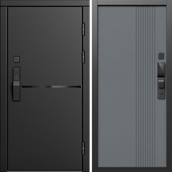 Входная дверь Termo-Door Смарт Тренд Блэк - Страйп Грей Софт