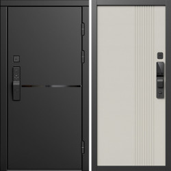 Входная дверь Termo-Door Смарт Тренд Блэк - Страйп Слоновая Кость