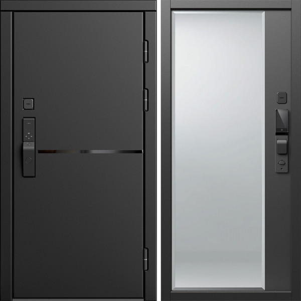 Входная дверь Termo-Door Смарт Тренд Блэк - Зеркало Фацет Черный кварц