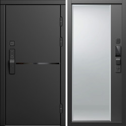 Входная дверь Termo-Door Смарт Тренд Блэк - Зеркало Фацет Черный кварц+тонировка серая
