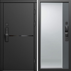 Входная дверь Termo-Door Смарт Тренд Блэк - Зеркало Фацет Grey софт