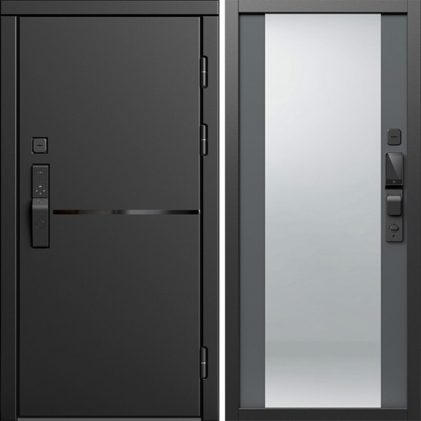 Входная дверь Termo-Door Смарт Тренд Блэк - Зеркало Grey Софт