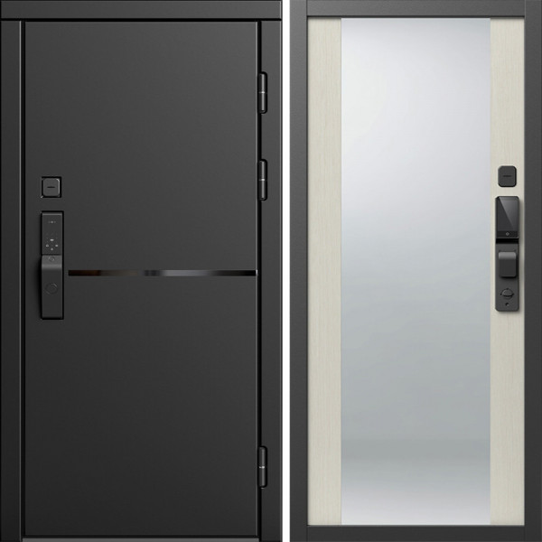 Входная дверь Termo-Door Смарт Тренд Блэк - Зеркало лиственница