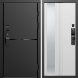 Входная дверь Termo-Door Смарт Тренд Блэк - Зеркало Люмис Белый Софт