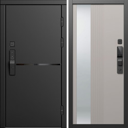 Входная дверь Termo-Door Смарт Тренд Блэк - Зеркало Люмис Капучино