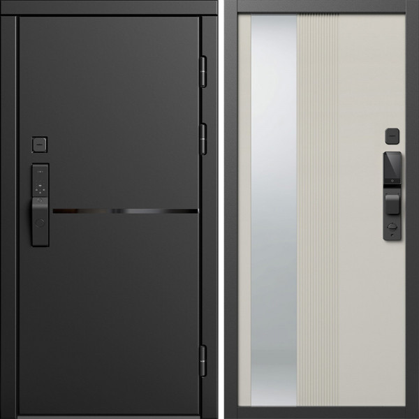 Входная дверь Termo-Door Смарт Тренд Блэк - Зеркало Люмис Соновая Кость