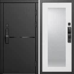 Входная дверь Termo-Door Смарт Тренд Блэк - Зеркало Триумф Белый софт
