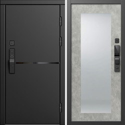 Входная дверь Termo-Door Смарт Тренд Блэк - Зеркало Триумф бетон светлый