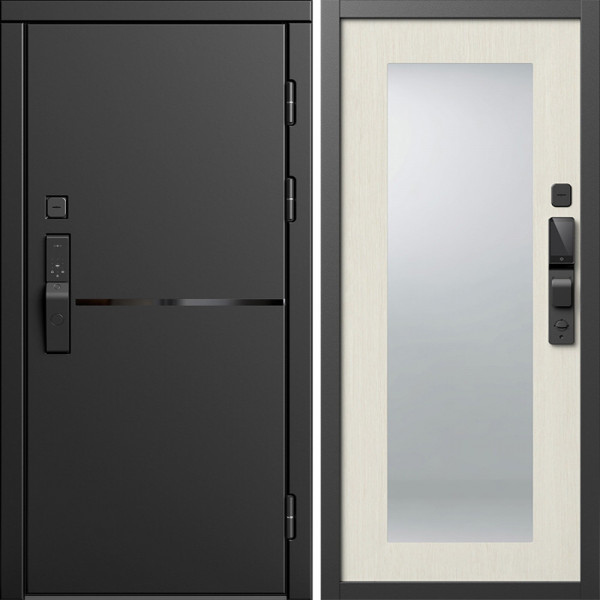 Входная дверь Termo-Door Смарт Тренд Блэк - Зеркало Триумф лиственница