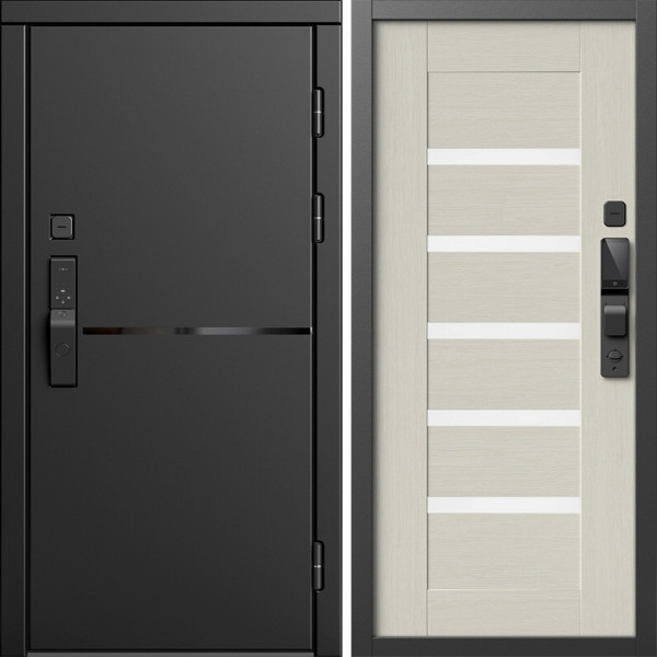 Входная дверь Termo-Door Смарт Тренд Блэк - Зеркало Триумф Царга лиственница 4500 / 5500