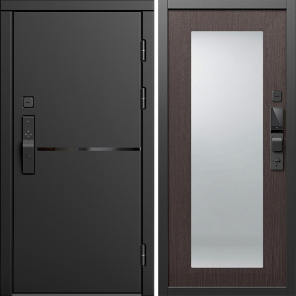Входная дверь Termo-Door Смарт Тренд Блэк - Зеркало Триумф венге