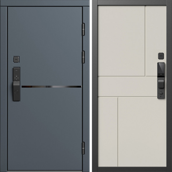 Входная дверь Termo-Door Смарт Тренд Графит - Горизонт Слоновая кость