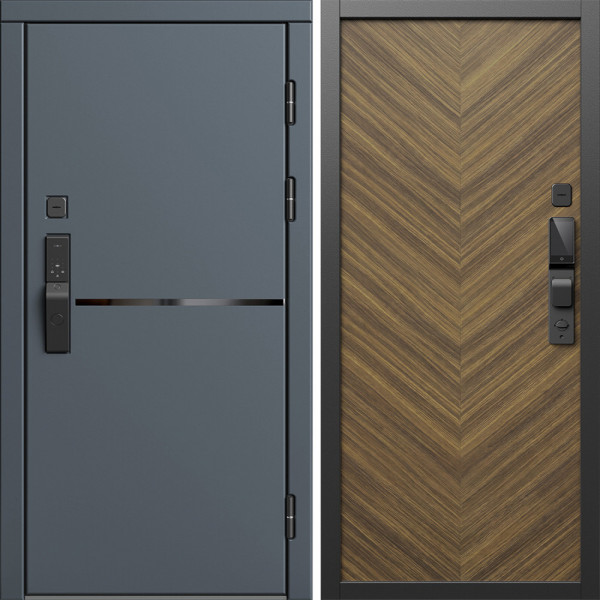 Входная дверь Termo-Door Смарт Тренд Графит - Плаза Елочка Орех