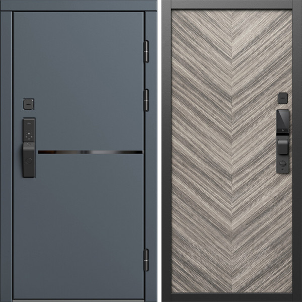 Входная дверь Termo-Door Смарт Тренд Графит - Плаза Елочка Серая