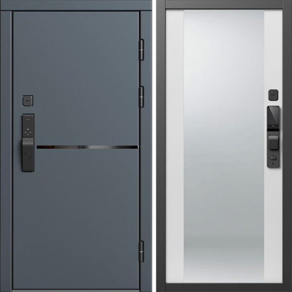 Входная дверь Termo-Door Смарт Тренд Графит - Зеркало белый софт