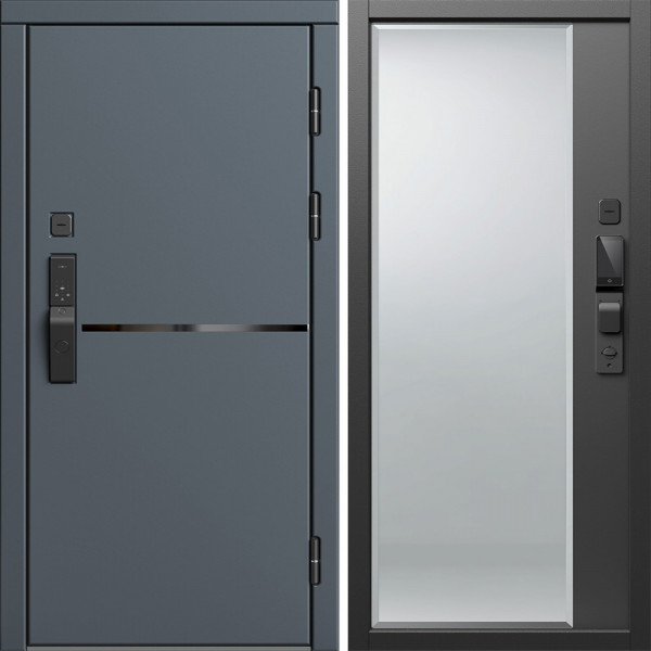 Входная дверь Termo-Door Смарт Тренд Графит - Зеркало Фацет Черный кварц