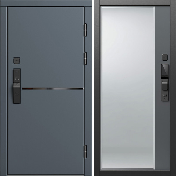 Входная дверь Termo-Door Смарт Тренд Графит - Зеркало Фацет Grey софт