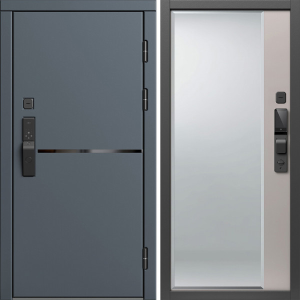 Входная дверь Termo-Door Смарт Тренд Графит - Зеркало Фацет Капучино