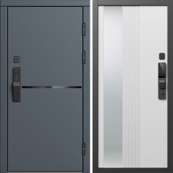 Входная дверь Termo-Door Смарт Тренд Графит - Зеркало Люмис Белый Софт
