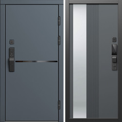 Входная дверь Termo-Door Смарт Тренд Графит - Зеркало Люмис Грей Софт
