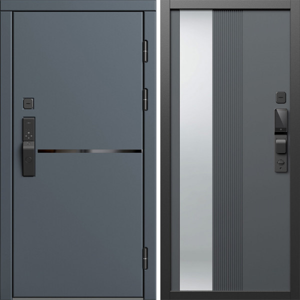 Входная дверь Termo-Door Смарт Тренд Графит - Зеркало Люмис Грей Софт