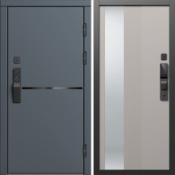 Входная дверь Termo-Door Смарт Тренд Графит - Зеркало Люмис Капучино