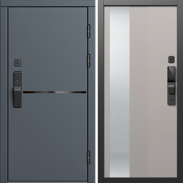 Входная дверь Termo-Door Смарт Тренд Графит - Зеркало Люмис Капучино
