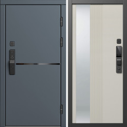 Входная дверь Termo-Door Смарт Тренд Графит - Зеркало Люмис Соновая Кость